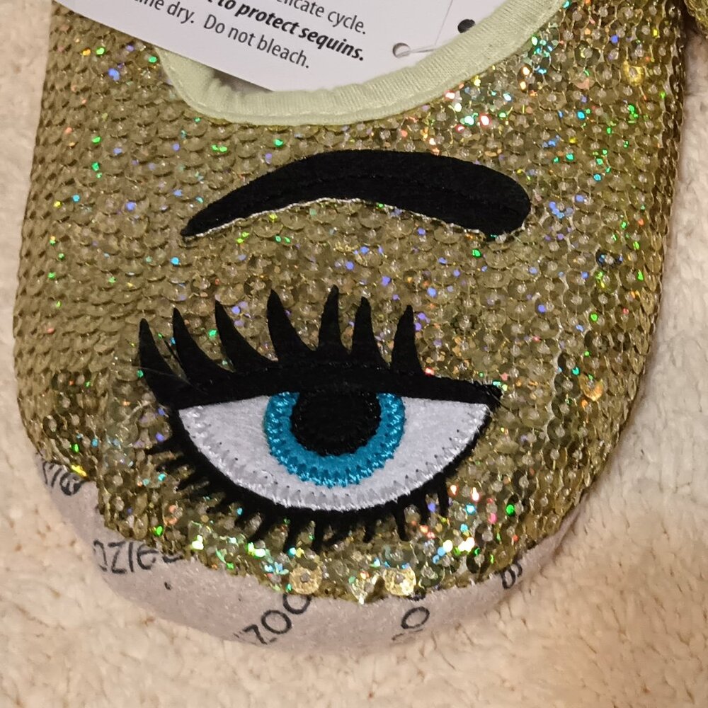 Eye Candy Bling Snoozies Sequin Slipper Socks w/ Non-Skid Grips & Sherpa Lining - Picture 3 of 6